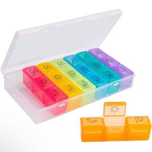 Weekly Pill Organizer 3 Times A Day, 7 Day Pill Box - Non-BPA Food Grade Plastic
